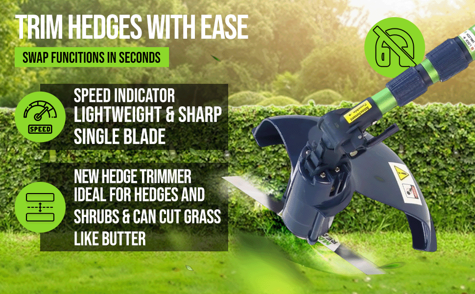 3-in-1 Cordless Lightweight Yard Tool – Hedge Trimmer / Leaf Blower (Air Broom) / Pole Saw / (10.0 Amps,11 ft. Reach) - Handheld - Whisper Quiet - Battery & Charger Included