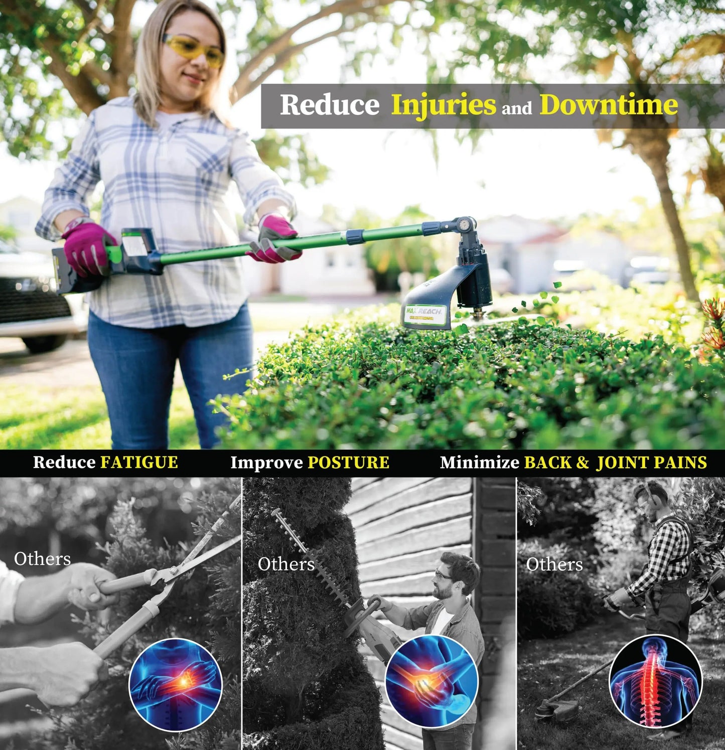 3-in-1 Cordless Lightweight Yard Tool – Hedge Trimmer / Leaf Blower (Air Broom) / Pole Saw / (10.0 Amps,11 ft. Reach) - Handheld - Whisper Quiet - Battery & Charger Included