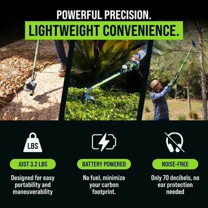 3-in-1 Cordless Lightweight Yard Tool – Hedge Trimmer / Leaf Blower (Air Broom) / Pole Saw / (10.0 Amps,11 ft. Reach) - Handheld - Whisper Quiet - Battery & Charger Included